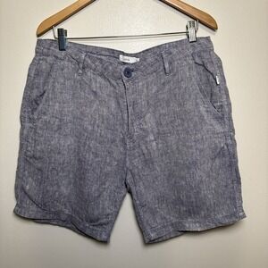 Onia 100% Linen Men 34 Dress Shorts Casual Summer Lightweight outdoor beach gray